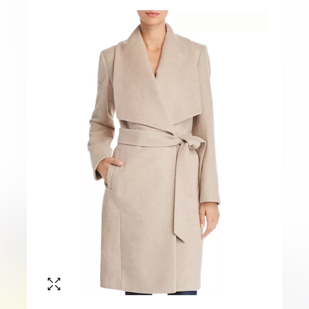 NEW! COLE HAAN WOOL BLEND LONG BELTED WRAP TRENCH COAT | SIZE 8